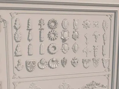 Collection stucco molding frame Low-poly 3D model get