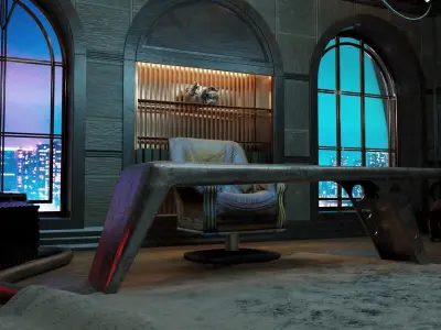 Retro Cyberpunk Apartment Scene v11 3D model