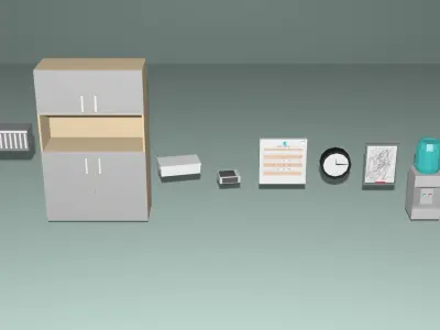 Low poly office with desk and chairs Low-poly 3D model