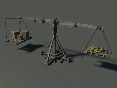Old Wooden Crane Low-poly 3D model