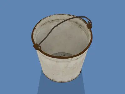 Rustic metal bucket Low-poly 3D model