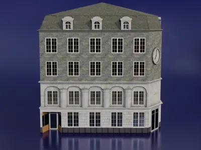 Classic European Building low poly Low-poly 3D model