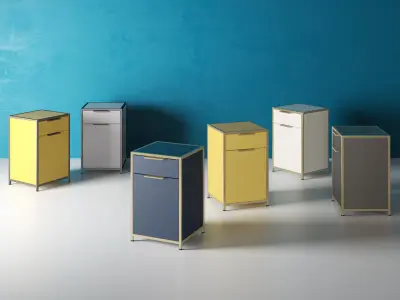 Dita Bedside Cabinet with Drawer and Door 3D model