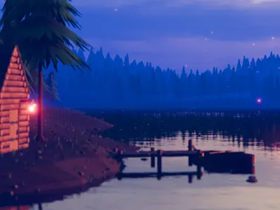 Stylized Low Poly Forest River 3D model