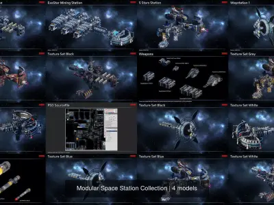 Modular Space Station Collection 3D Model Pack
