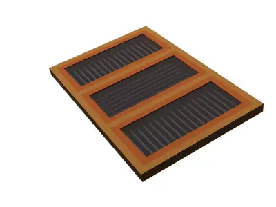  WOODEN WINDOW -LOW POLY -GLASS-150X100 - KW3- 3 panel furniture Low-poly 3D model