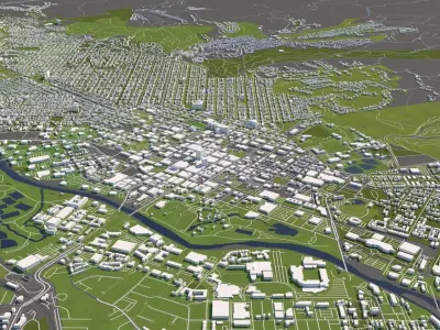 Boise Idaho USA 50x50km 3D City Map 3D model