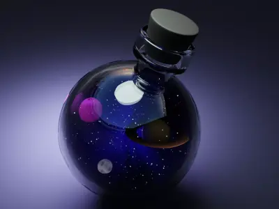 Galaxy in Bottle Low-poly 3D model