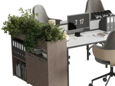 Workplace offfice set office furniture Employee desk 21 Low-poly 3D model