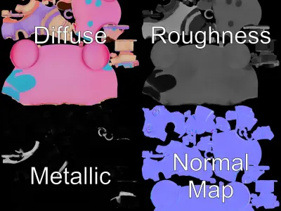 Cute PinkHaired Character Model Rigged and Animated Low-poly 3D model