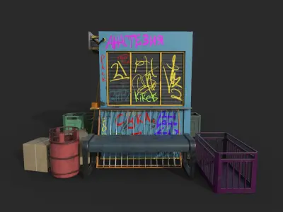 Street Props Object Set Low-poly 3D model