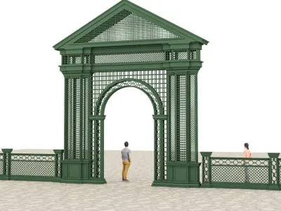 Entrance  arch for parks and alleys Low-poly 3D model