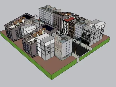 Scene of City-complex cityscape with realistic rendering 3D model