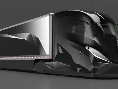  Futuristic Modern Truck Black Rigged for Maya 