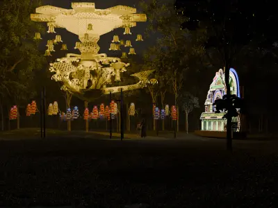 Animated Vesak Lantern  Kuduwak Traditional  for Festival Scenes Low-poly 3D model