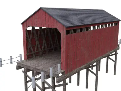 Wood bridge 2 Low-poly 3D model