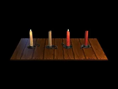 Low Poly Candles set of Low-poly 3D model