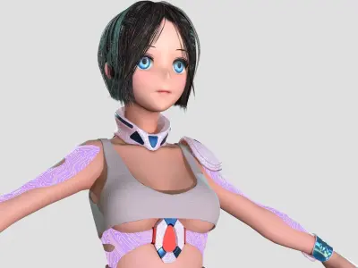 Android girl 3D model PBR Low-poly game Low-poly 3D model