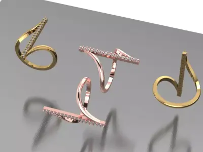 light weight ring for women with stone 3D print model