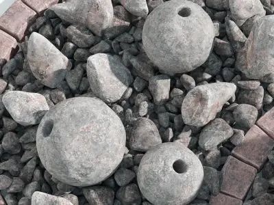 Flowerbed sphere stone decor 3D model