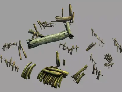Field - riverside wood pile 3D model