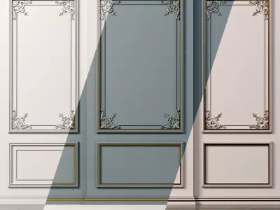 Wall molding 20 Boiserie classic panels Low-poly 3D model