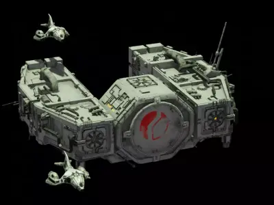 Space Freighter with Fighter Escort 3D model