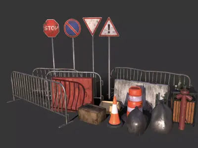 Street Traffic Asset Pack Low-poly 3D model
