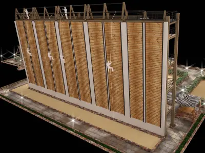 3D model of rock climbing and rappelling site with full details 3D model