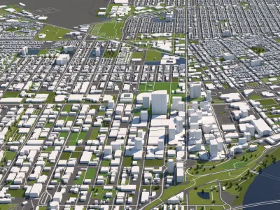 Edmonton Canada 50x50km 3D City Map 3D model