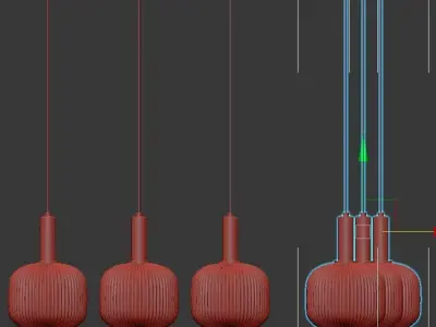 IRIC 1 three glass pendant lights hanging 3D model