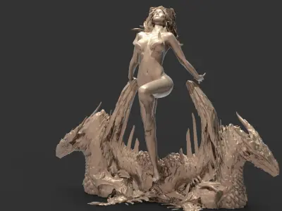 Narnia inspired Nymph with stand 3D model