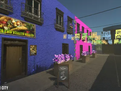 Mexican City - modular street  Low-poly 3D model