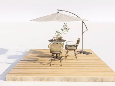 Outdoor Patio Sitting and Wood Decking 3D model
