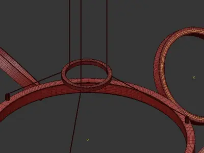 ODAAA pendant light with four rings hanging from ceiling 3D model