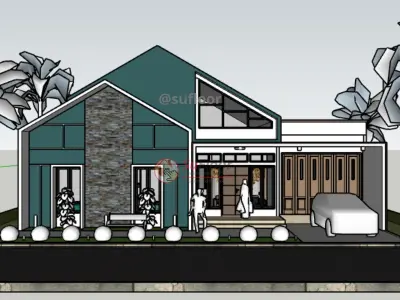 House 15x15m code 414 - Sketchup 3D model