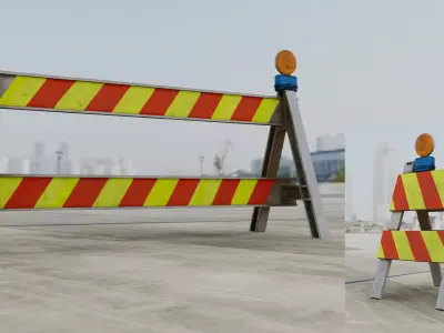 Traffic Barricades Small and Medium Size Bundle 3D model