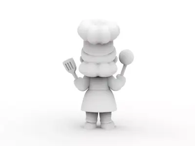 Cartoon Chef Woman 3D Printable 3D print model