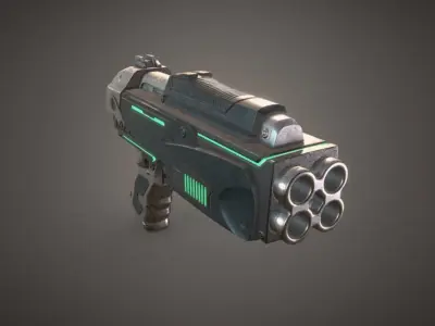 Gun 0064 Low-poly 3D model