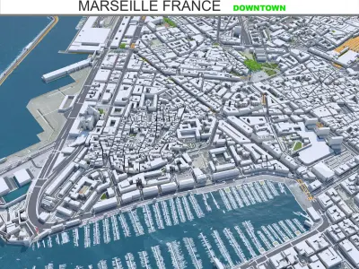 Marseille Downtown France Low-poly 3D model