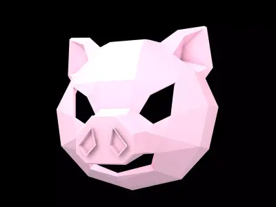 Lowpoly Pig Mask V1 001 Low-poly 3D model