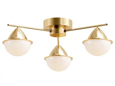 CHARTRES-CH three light brass ceiling fixture with glass globes 3D model