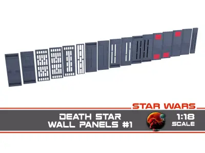 Death Star Wall Panel - 1 - 1-18 scale Kenner Hasbro 3D Model Pack