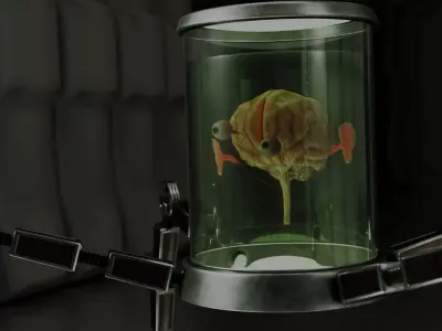 AlwaysThinking brain in glass container 3D model