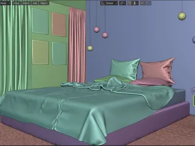 Modern Bed and Blanket Free 3D model