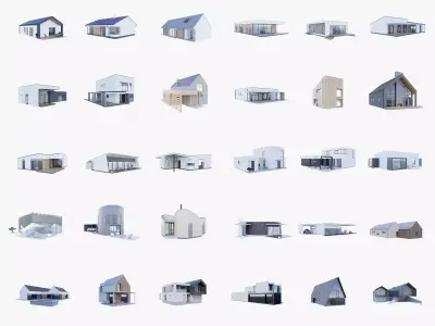 House Pack of 30 - created with Revit Family  Low-poly 3D model