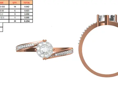 Light Weight Wedding Engagement Women Ring STL JCD Details 3D print model
