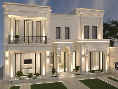 architecture luxury villa in dubai 3D model