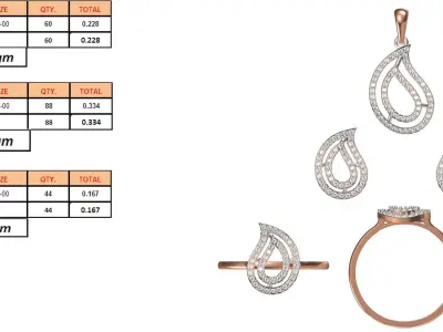 Light wt Ring Earrings Pendant set 3dm stl 1-render details 3D print model 30