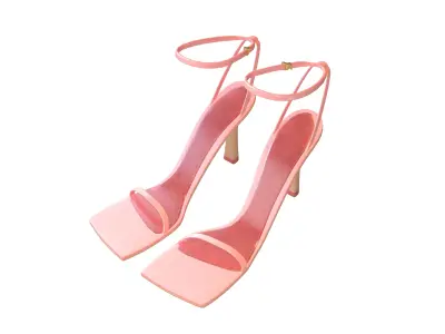 Square Toe Leather Sandals v1 006 Low-poly 3D model